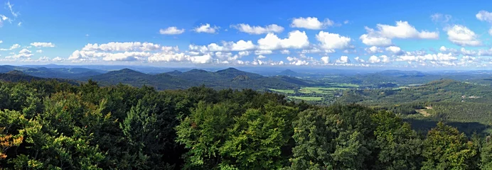 Fototapeten panorama from Jedlova hill in Luzicke hory mountains in North Bohemia © honza28683