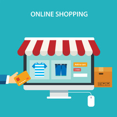 Obraz premium online shopping concept flat design