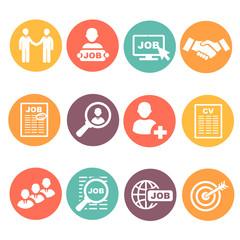 Vector job hunting,  search, human resources icons set