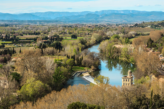 L'Orb river and old watermill of Bagnols, Beziers, France