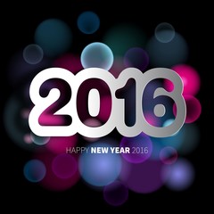 Happy new year, 2016, Vector Illustration, blurred background