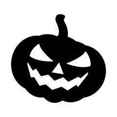 Halloween pumpkin silhouette vector illustration, Jack O Lantern  isolated on white background. Scary orange picture with eyes.