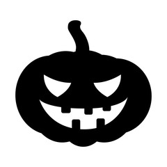 Halloween pumpkin silhouette vector illustration, Jack O Lantern  isolated on white background. Scary orange picture with eyes.