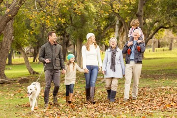 Extended family posing with warm clothes