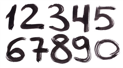 handwritten (paint) by a textured brush numbers, front