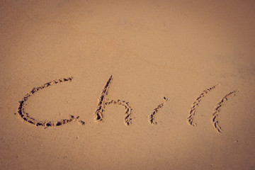 retro chill handwriting on beach