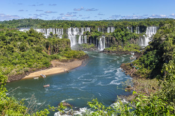 Fototapeta na wymiar Upper view of the at Iguazu Falls, Brazil