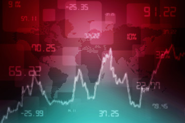 Obraz premium Digital world map , Globalization, Hi tech and synchronization