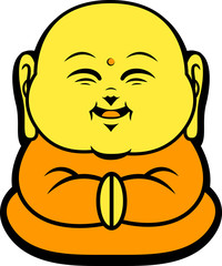 Cartoon Character Happy Buddhist Smile