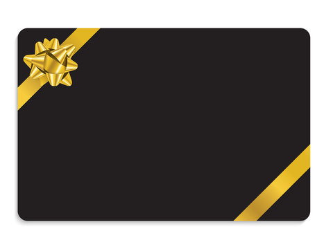 VECTOR CHRISTMAS GIFT CARD WITH GOLD RIBBON