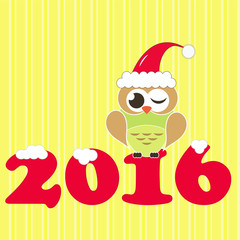 Christmas owl hat vector