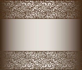 Vintage lace background for envelope, card or invitation with abstract lace borders. Chocolate color. Vector