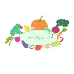 Green vegetables healthy food text