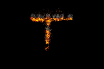 Fire alphabet on black background