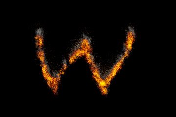 Fire alphabet on black background
