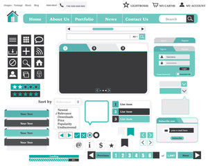 website design elements,website buttons,webpage with icons 