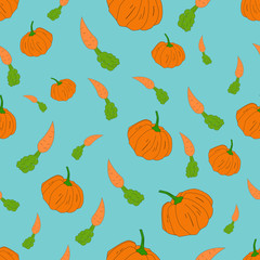 Pumpkin and carrot seamless pattern vector
