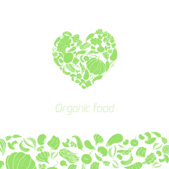 Heart organic vegetables food vector 
