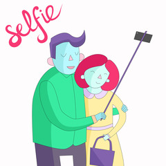 selfie photo illustration vector vivid color