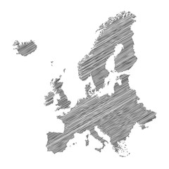 Europe Map Hand Drawn Scribble