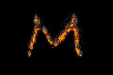 Fire alphabet on black background