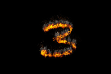 Fototapeta premium Fire number on black background