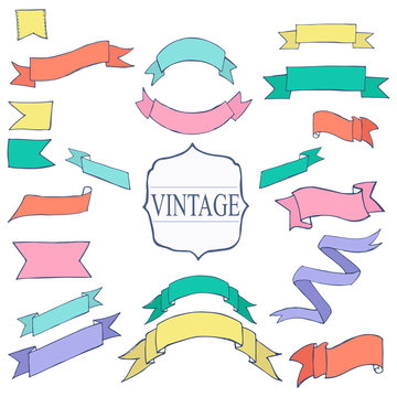 Vintage Color Ribbon Tape Text Placeholder 