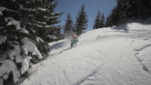 Snowboarder crush in powder snow