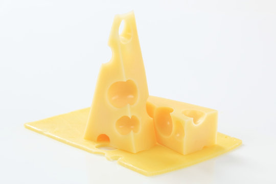 pieces of Emmentaler cheese