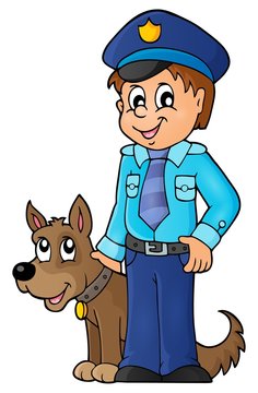 Policeman with guard dog image 1