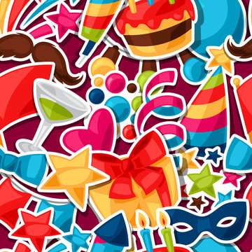 Carnival show and party seamless pattern with celebration