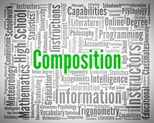 Composition Word Shows Literary Work And Creation