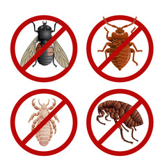 Set of disable signs with pest insects