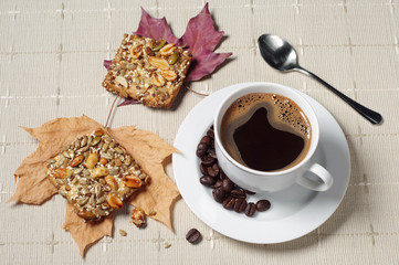 Coffee and cookies with nuts