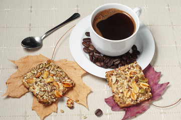 Coffee and cookies with nuts