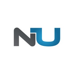 NU company linked letter logo blue