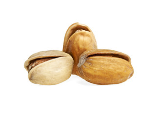 Pistachio nuts on a white background
