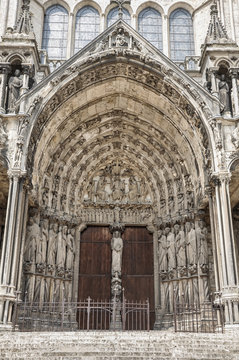 Catedral de Chartres, portada central del transepto sur, g&oacute;tico, Juicio Final, Francia, Europa