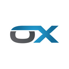 OX company linked letter logo blue