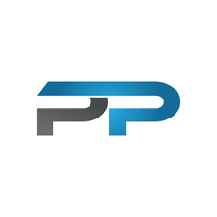 PP company linked letter logo blue