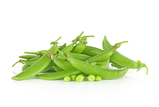 Fresh sugar snap peas isolated on a white background