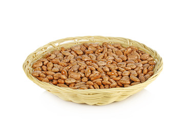 Pinto beans in  basket isolated on a white background