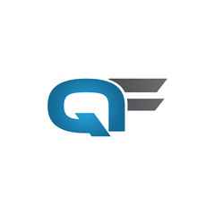 QF company linked letter logo blue