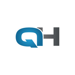 QH company linked letter logo blue