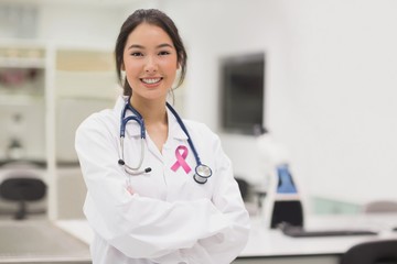 Composite image of pink breast cancer awareness ribbon