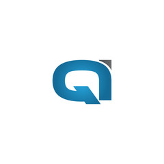 QI company linked letter logo blue