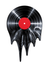 Naklejka premium Melting vinyl record / 3D render of vinyl record melting