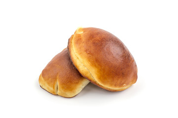 Ruddy pie on a white background