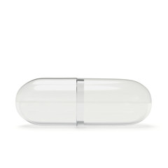 Empty transparent medical capsule isolated on white background 