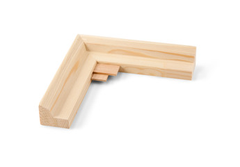 Detail of gallery wrap stretcher bar frames with low riser isola